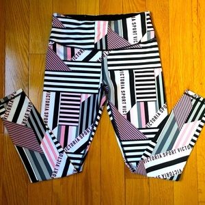 NWOT Victoria’s Sport Logo M Pants/ Leggings in Pink/ Black/ White